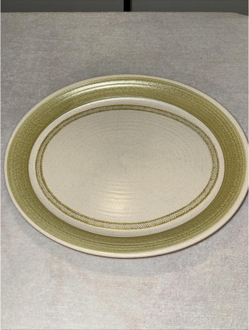 VTG Franciscan Earthenware 13.75" Oval Serving Platter HACIENDA Green Retired